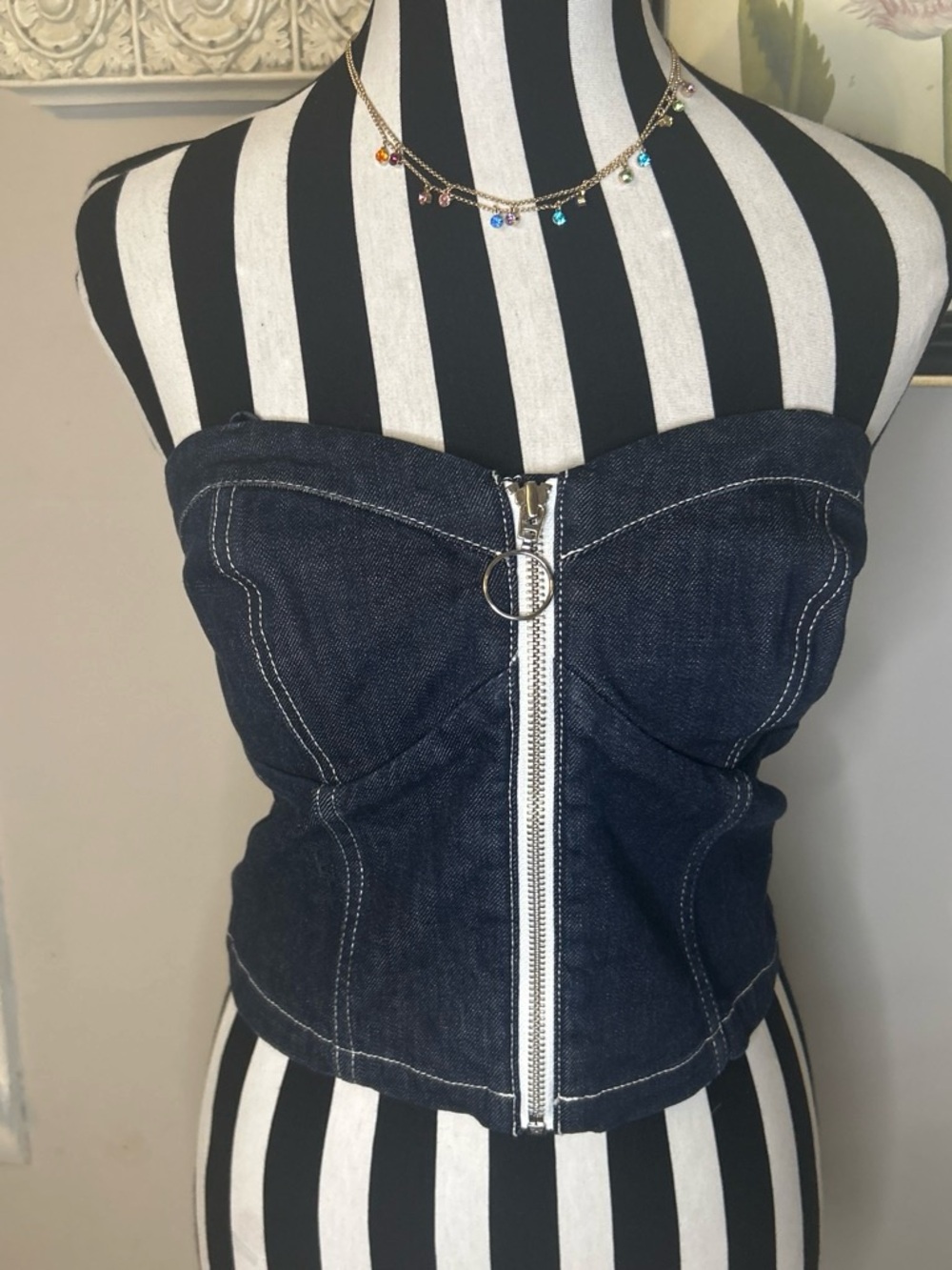 Joe's Jeans Dark Indigo Denim Zip-Front corset